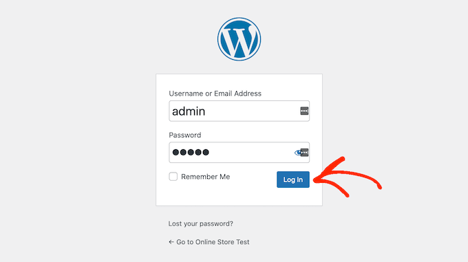 Logging into the WordPress dashboard