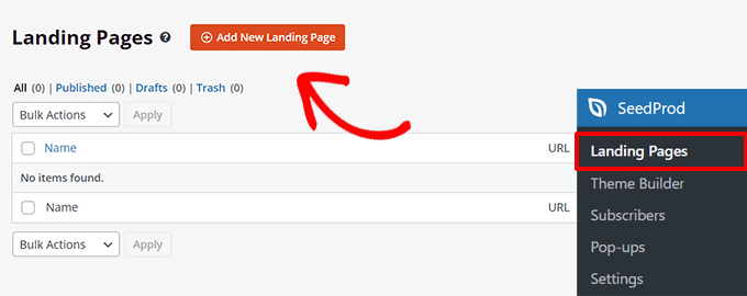 Create a new landing page in SeedProd