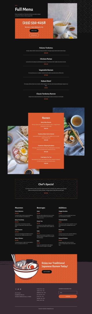 Ramen Shop Layout Pack for Divi