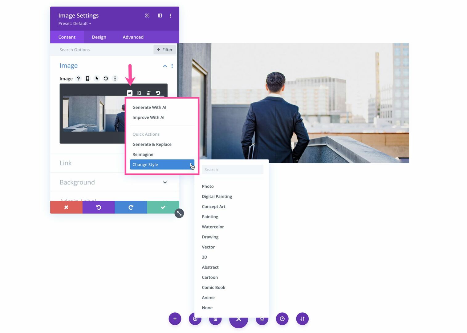 Divi AI Change Styles of Image