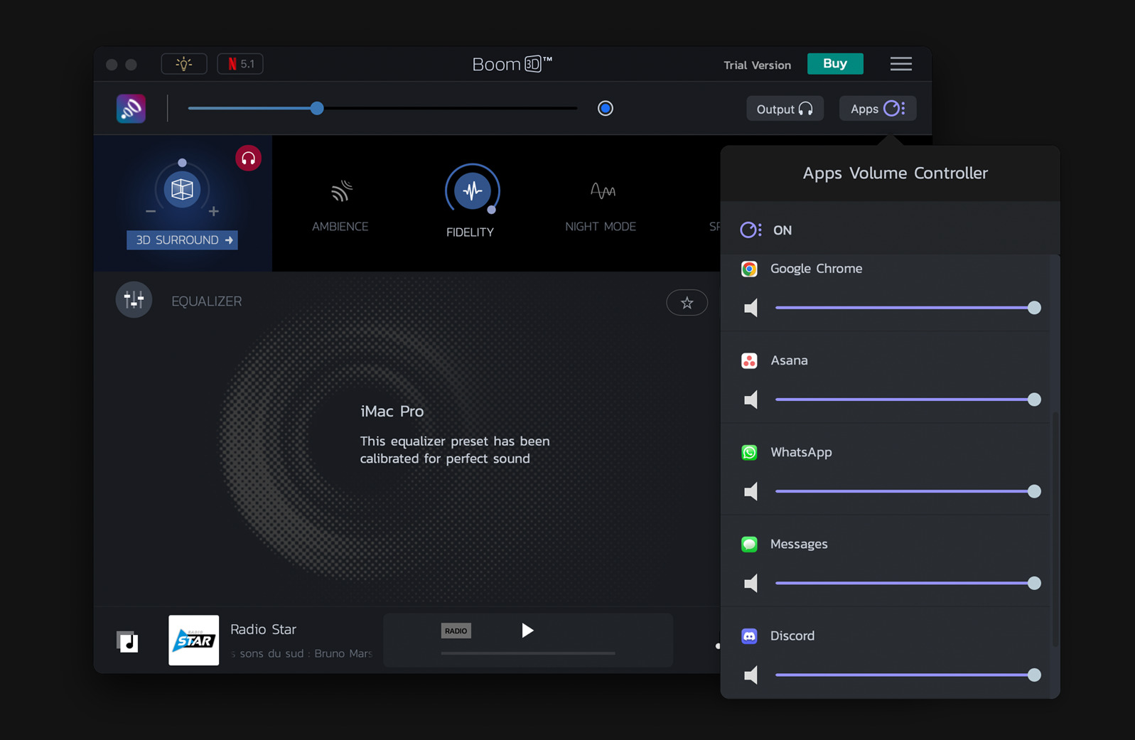 Screenshot of Boom3D's user-friendly interface