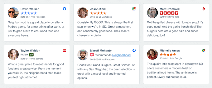 Reviews, created using a customer review plugin for WordPress