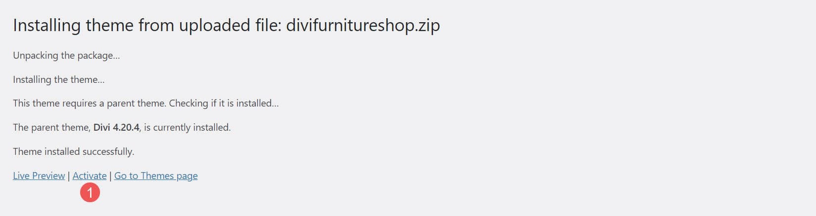 Installing Furniture Shop Divi WooCommerce Theme