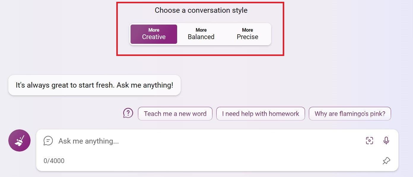Bing AI - Choose-Conversation Style