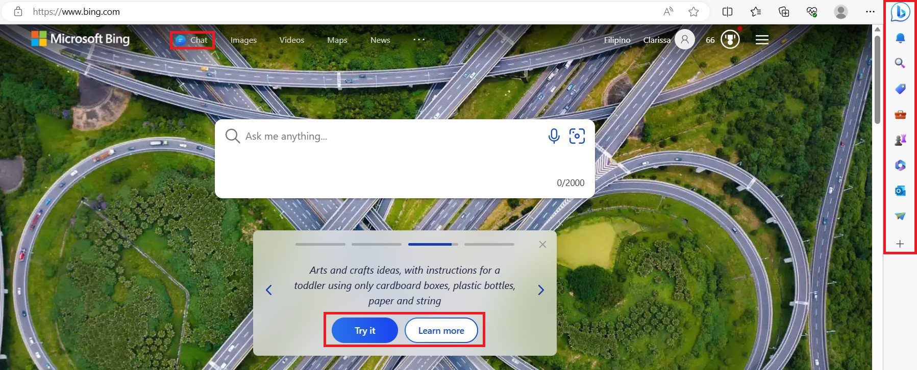 Bing AI User Interface