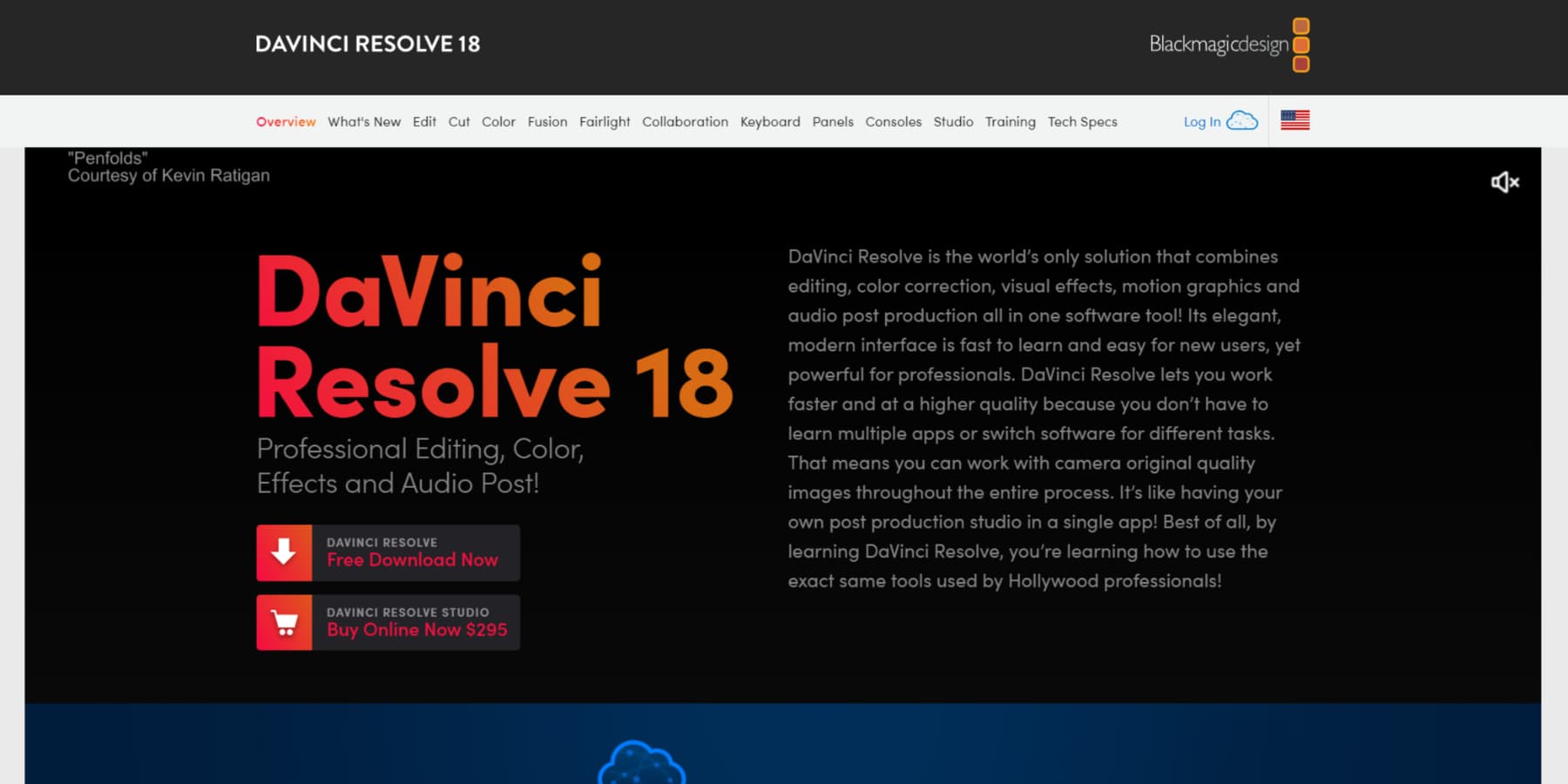 DaVinci Resolve's Homepage