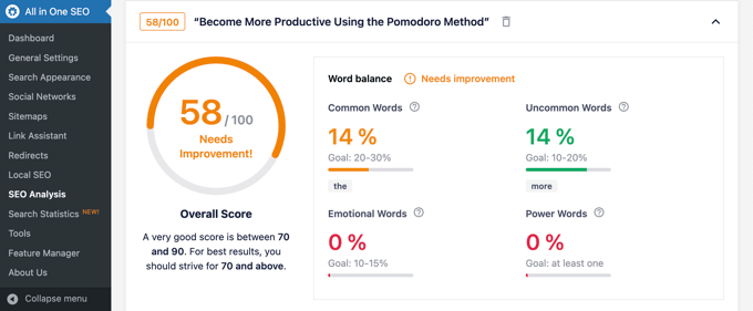 AIOSEO Headline Analyzer Results