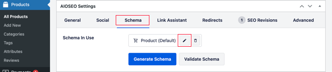 AIOSEO automatically adds product schema to WooCommerce products
