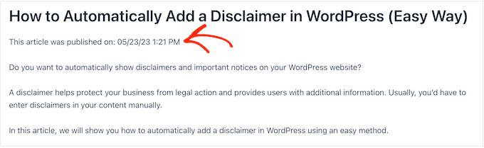 Adding a publication date to a WordPress blog
