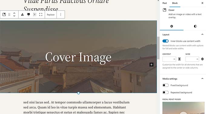 Using cover image in WordPress layouts