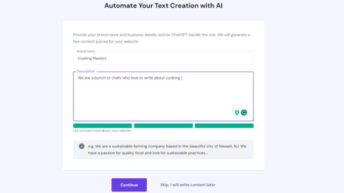 Create automated text with AI