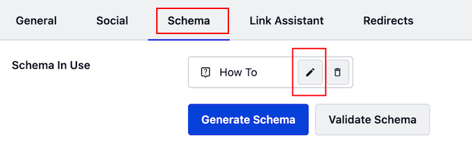 Editing your website's schema settings