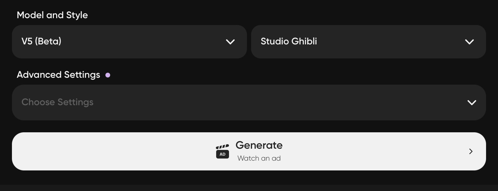 Generate artwork button