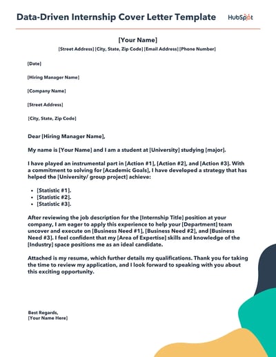 data-driven internship cover letter template