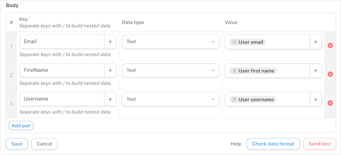 Adding key/value pairs to an automated workflow