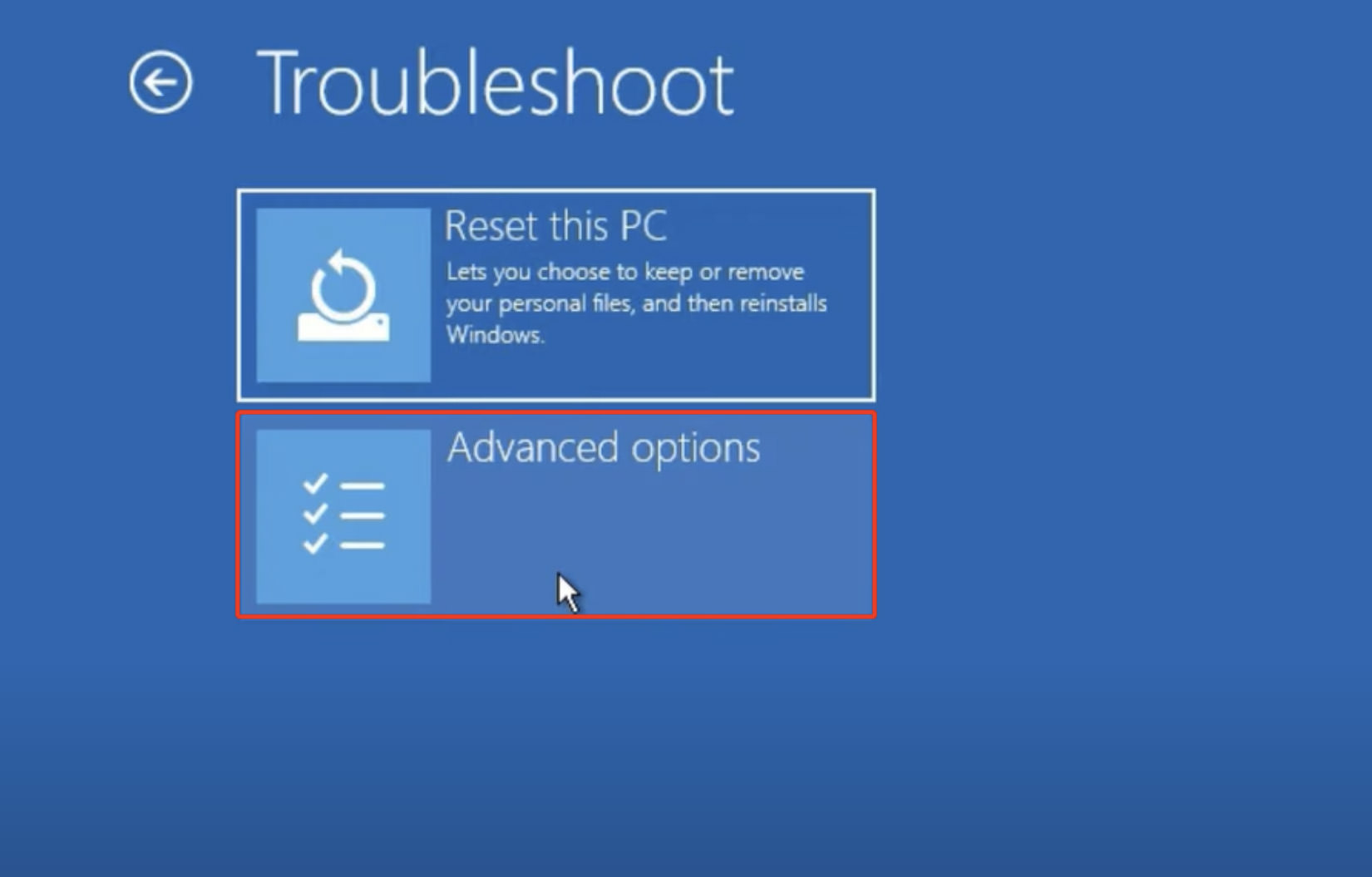 Advanced Options in Troubleshoot