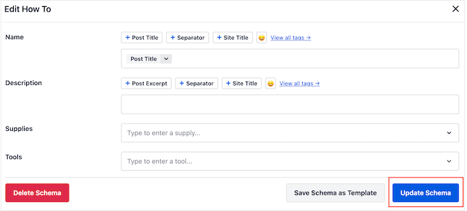 Updating your site's schema settings