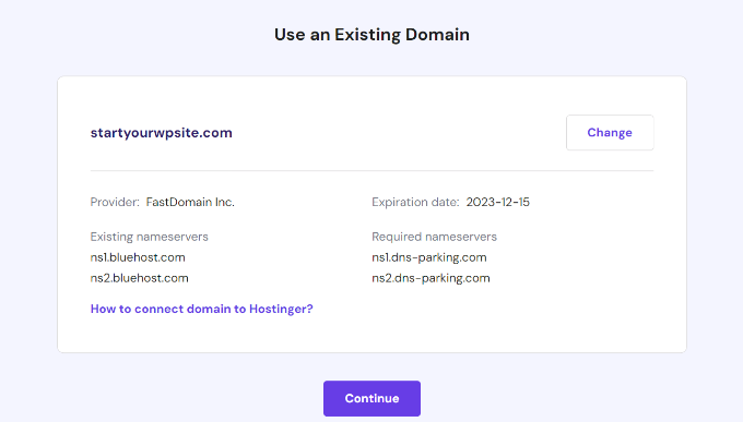View existing domain name details