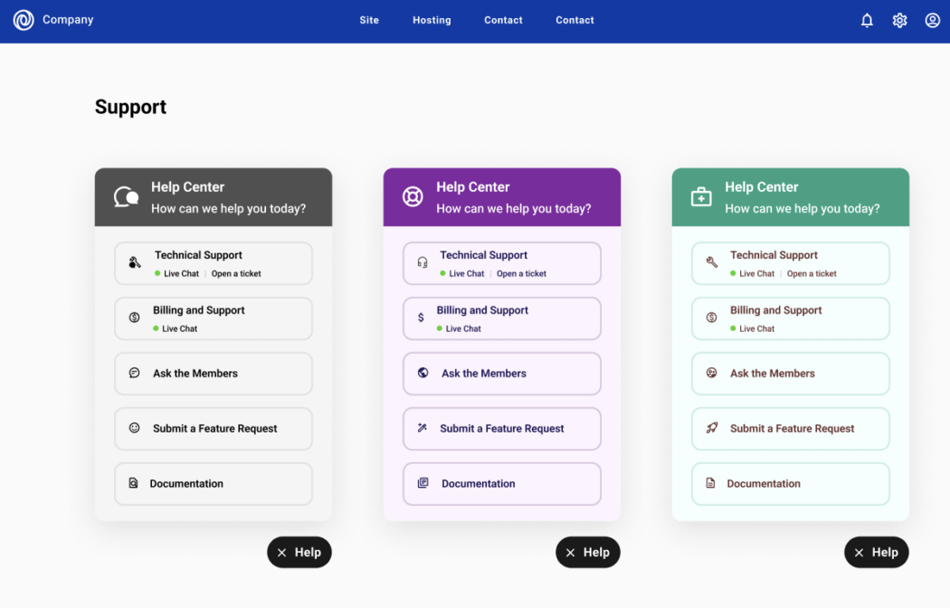 A screen showing what white label support for your clients might look like