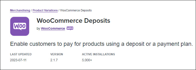 WooCommerce deposits