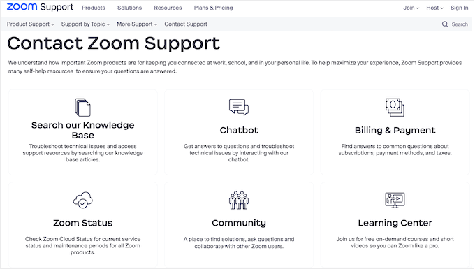 The Zoom community support portal