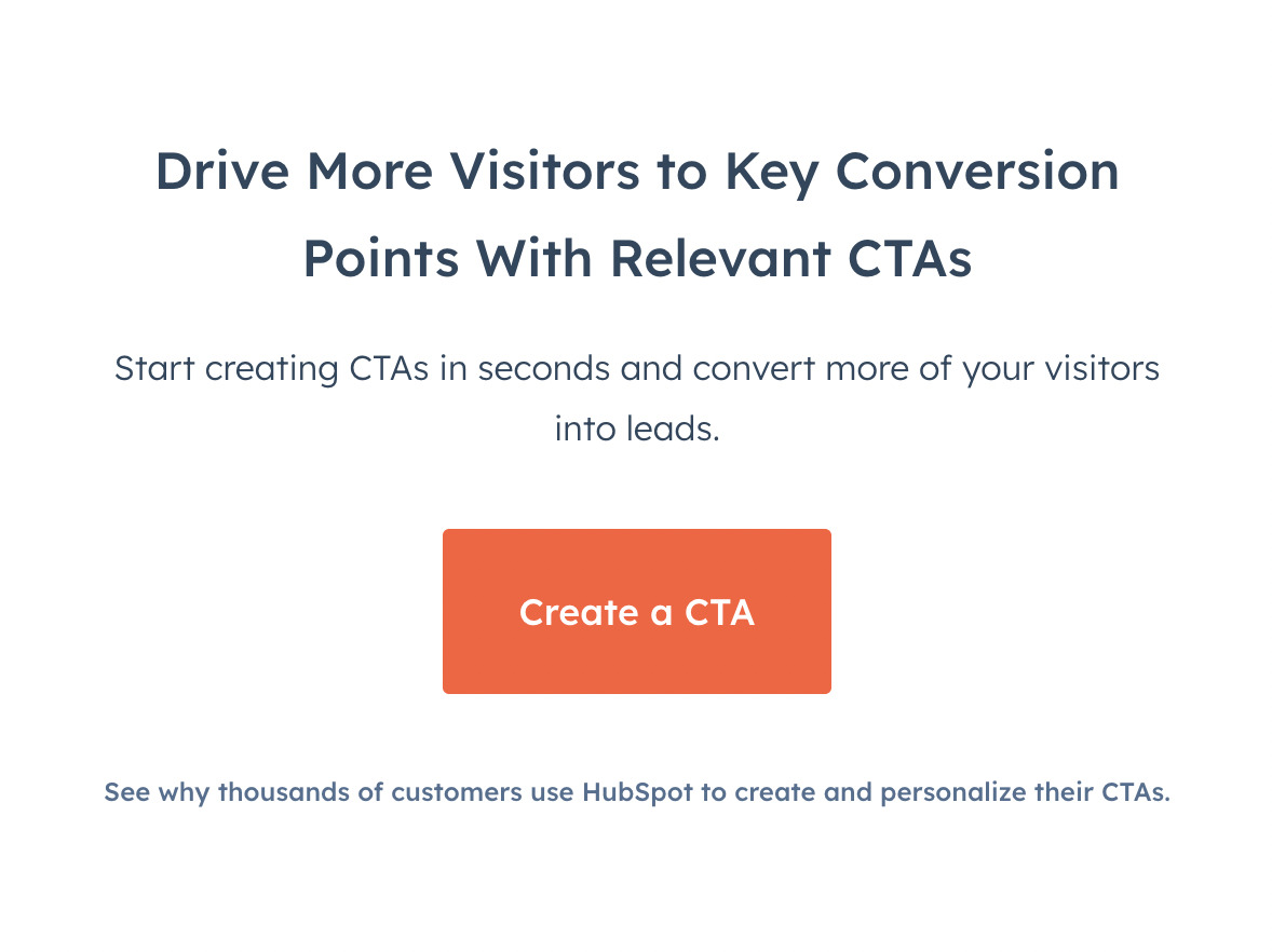 How to write a call to action: Each sentence on this HubSpot landing page includes a CTA that leads with a strong verb.