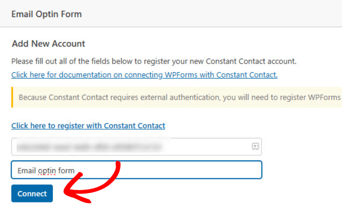 Connect Constant Contact to WPForms