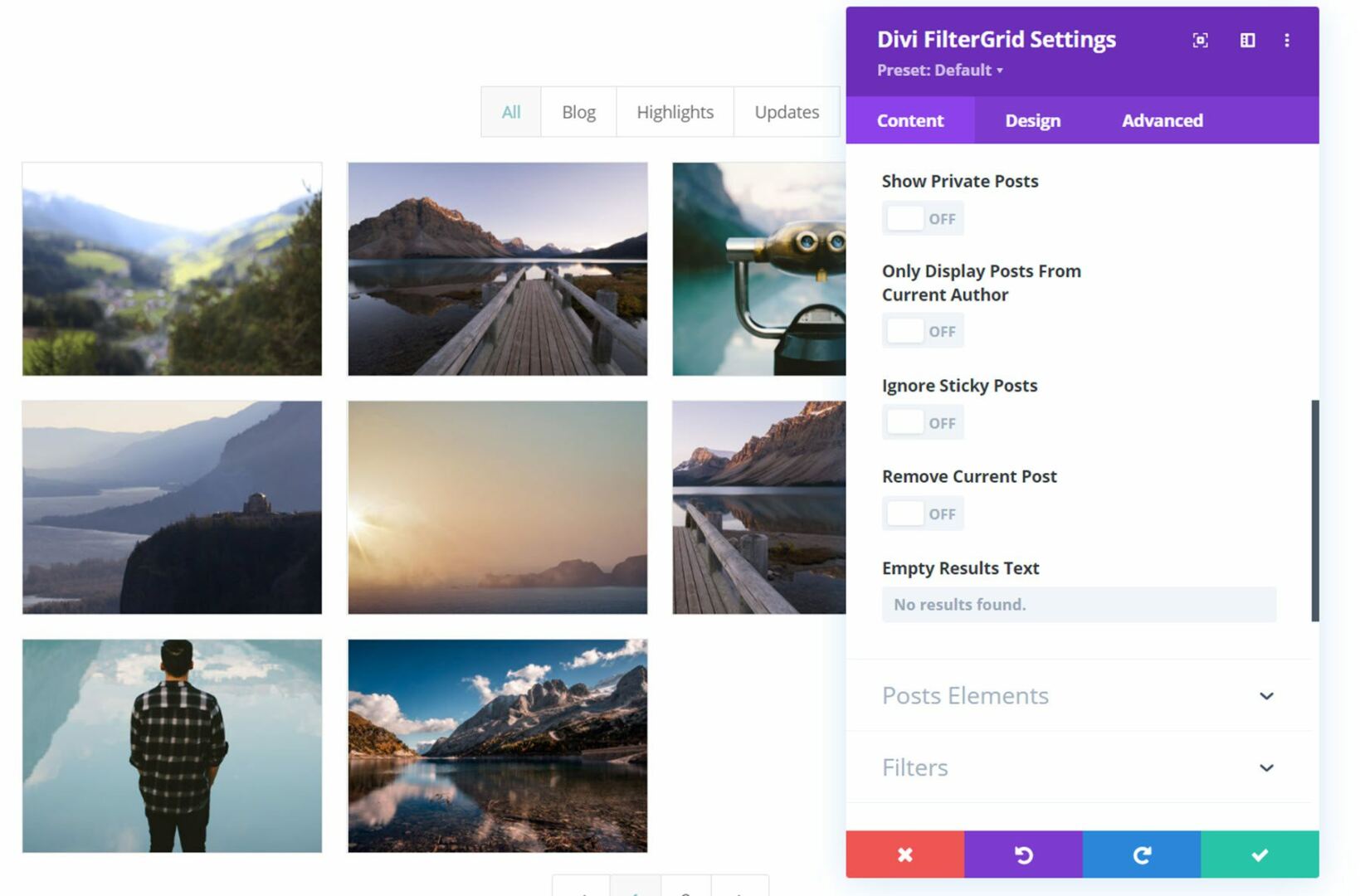 Divi Plugin Highlight Divi FilterGrid Basic Filter Settings 3