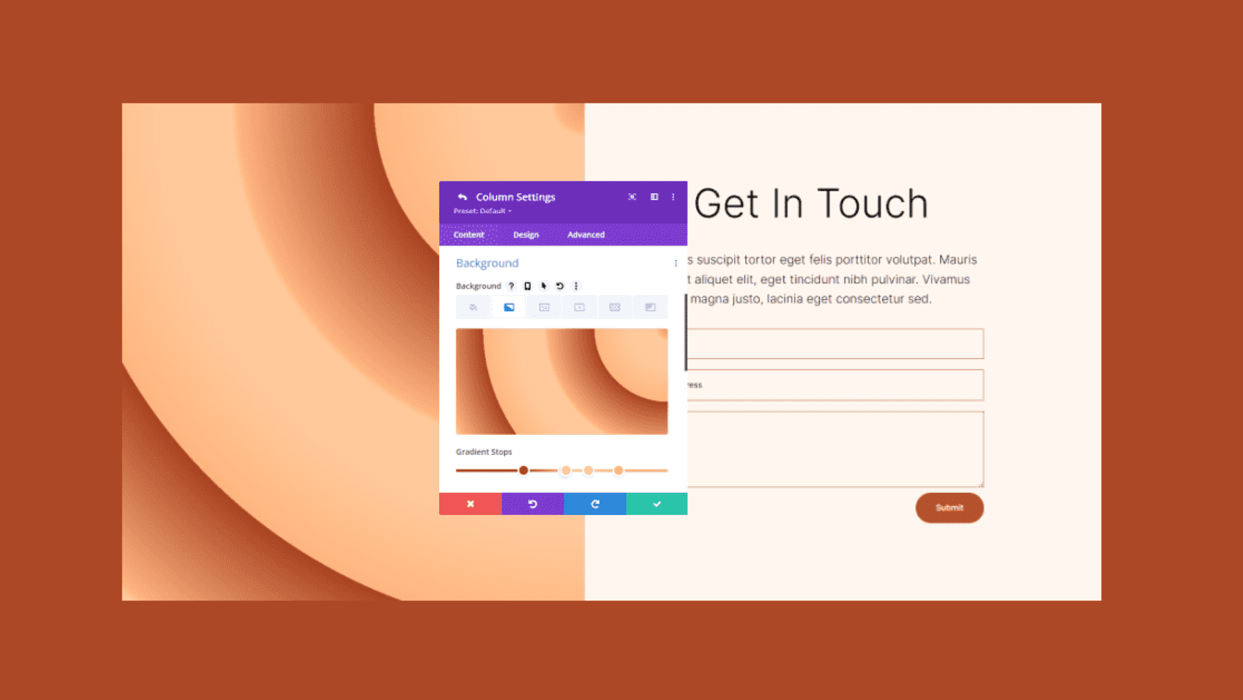 How to use the Divi gradient builder to design unique circular background shapes