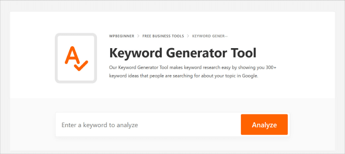 WPBeginner keyword generator tool