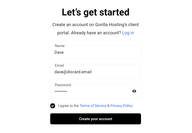 A screen showing where the client will sign in to your portal