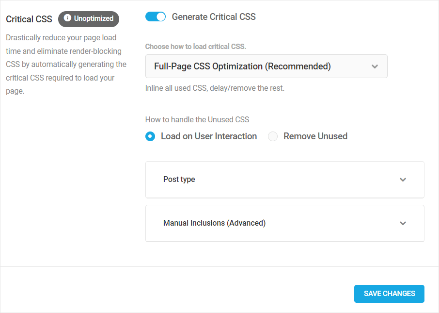 Critical CSS Options