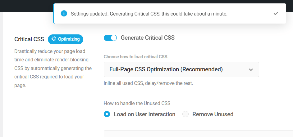 Critical CSS Optimizing