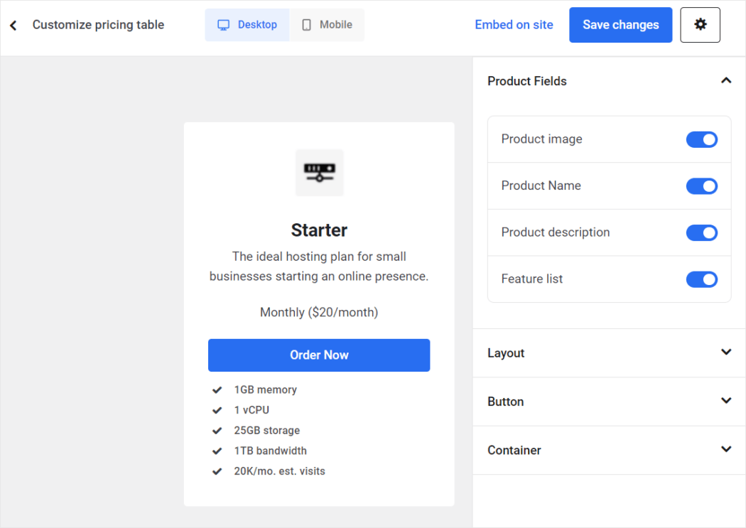 Customize reseller products pricing table.