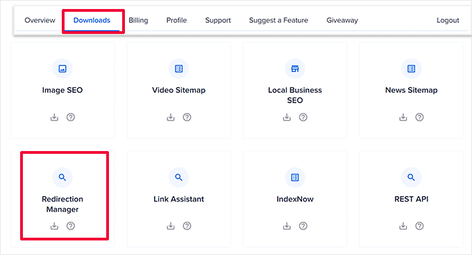 Download redirection addon for All in One SEO