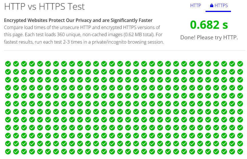 http vs https test results