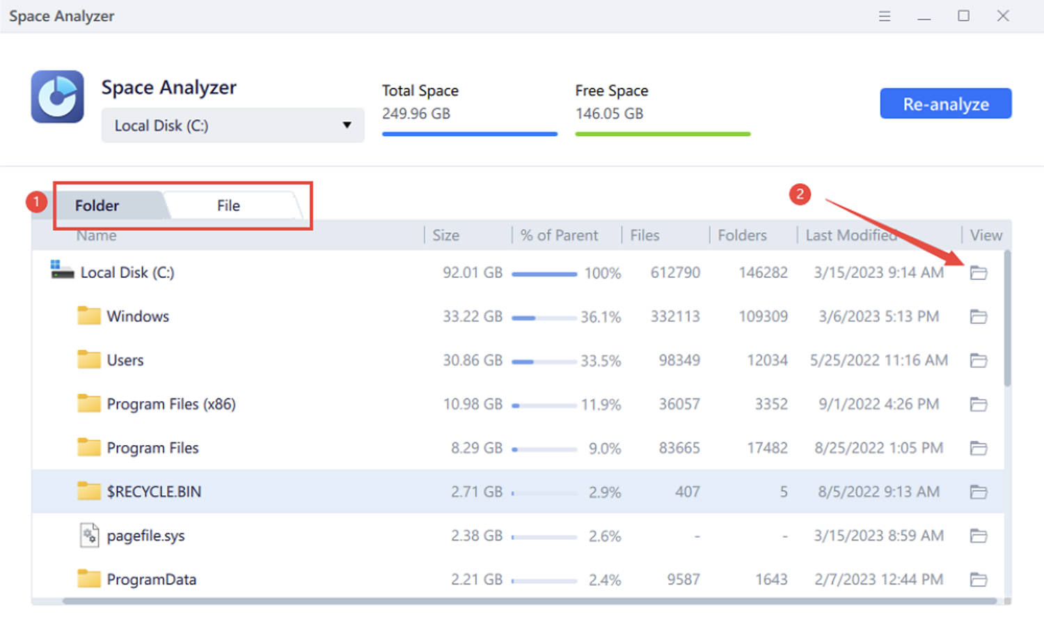 Viewing detailed data