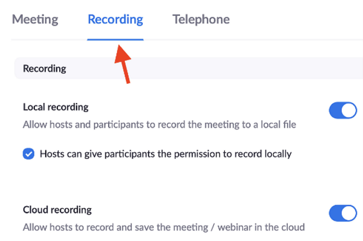 Zoom Recording Preferences