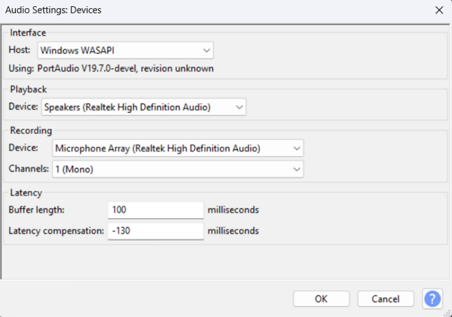 Audacity Host Selection