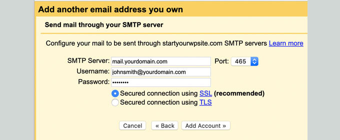 outgoing SMTP