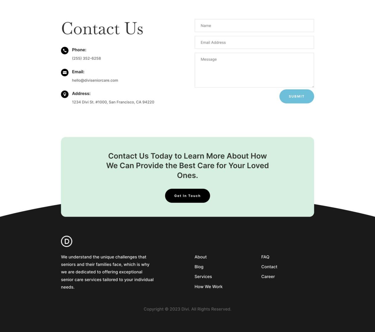 Senior Care Layout Pack for Divi