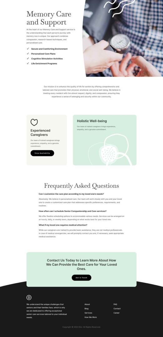 Senior Care Layout Pack for Divi