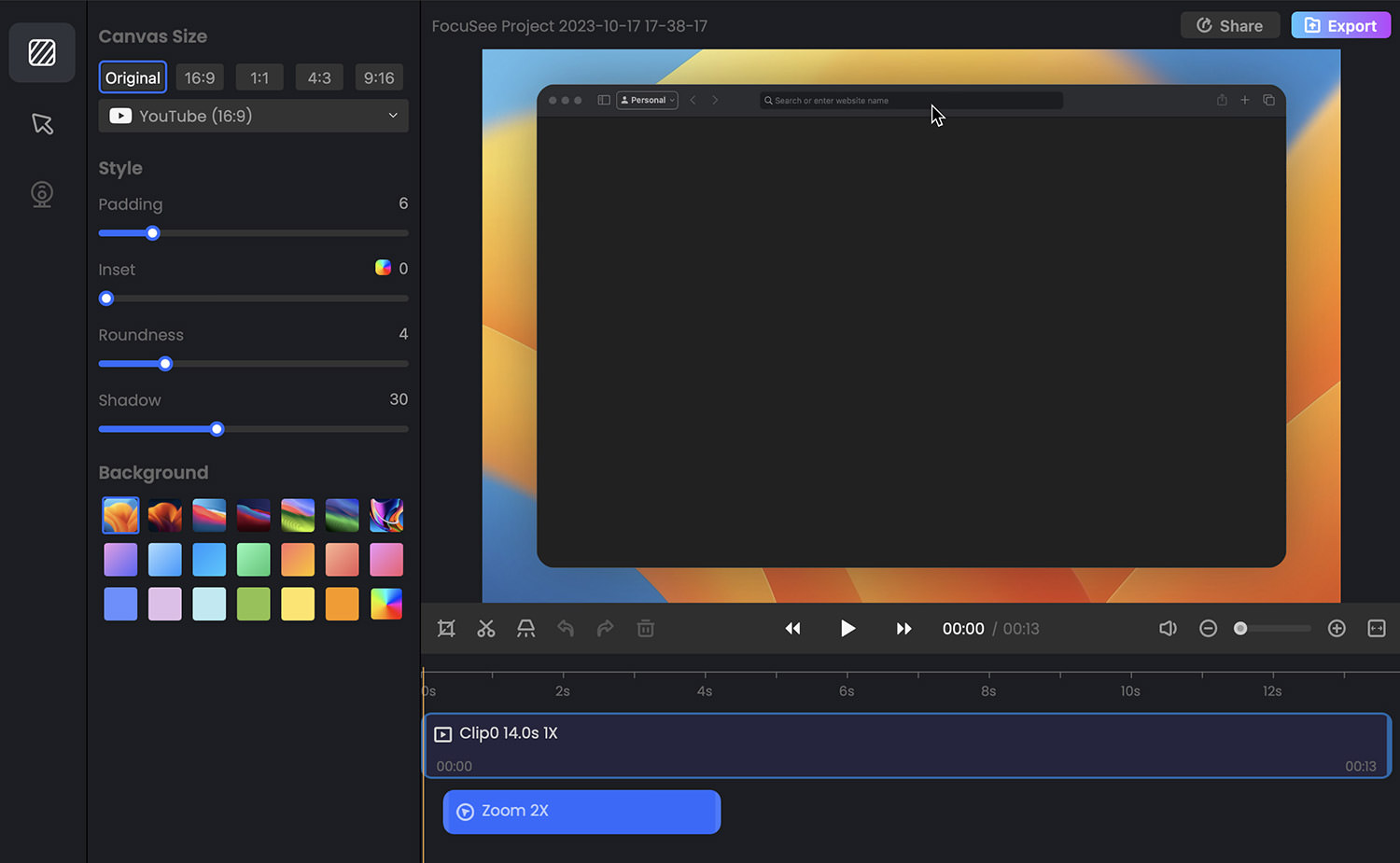 Video editing interface