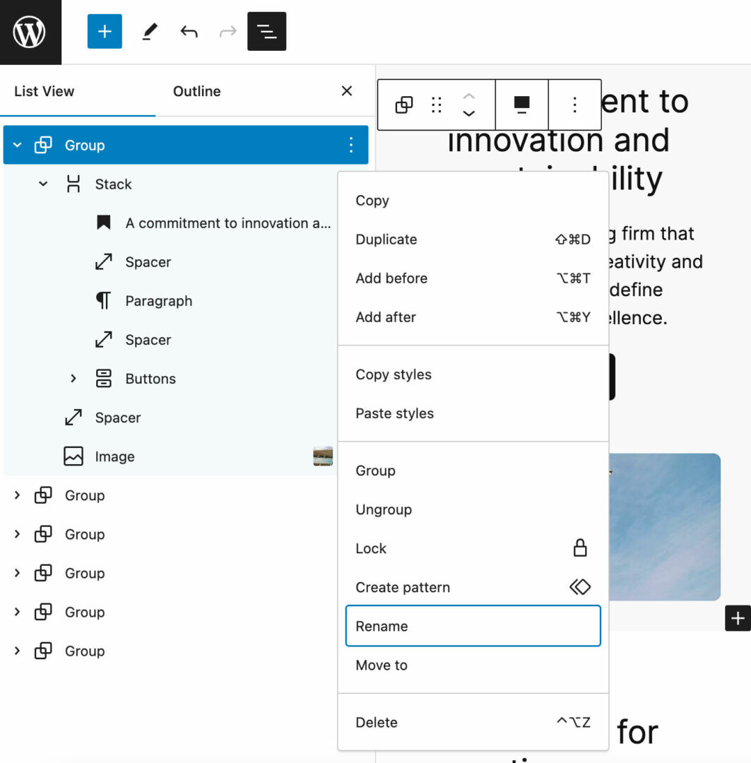 List View in WordPress 6.4