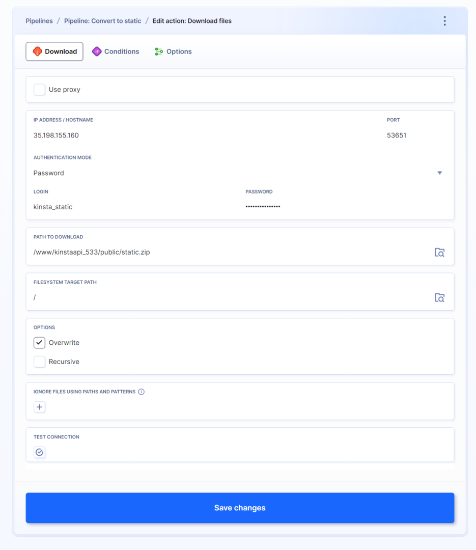 Buddy's UI showing the Download action's setup