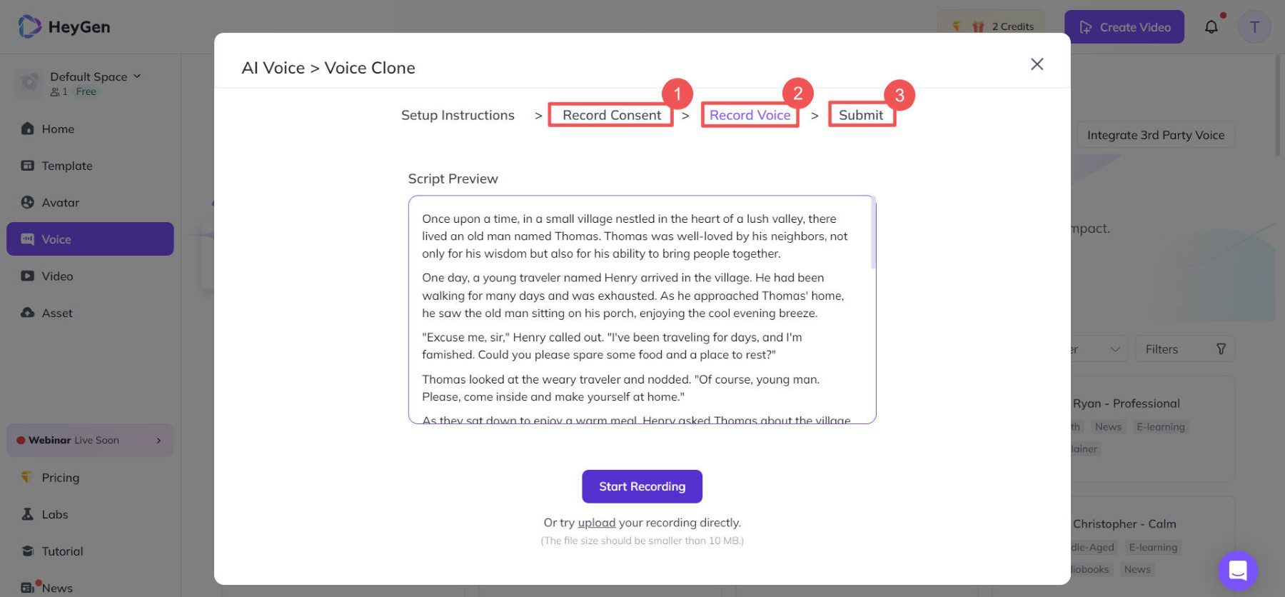 AI Voice Cloning with HeyGen - Steps 3-5