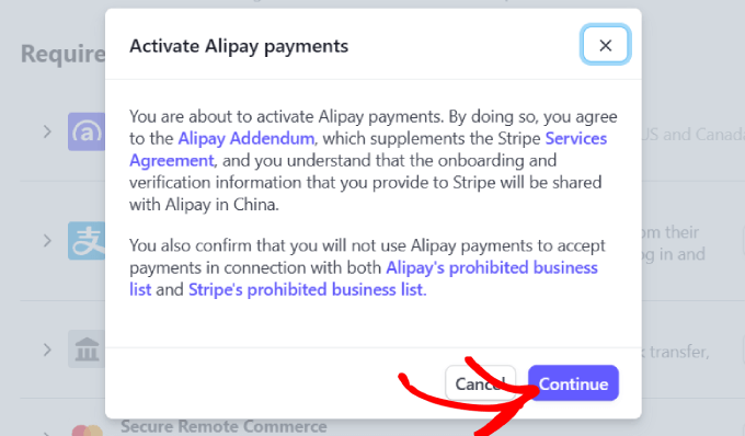 Activate alipay 