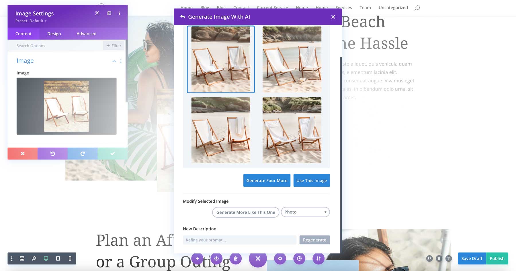 Divi AI image generation