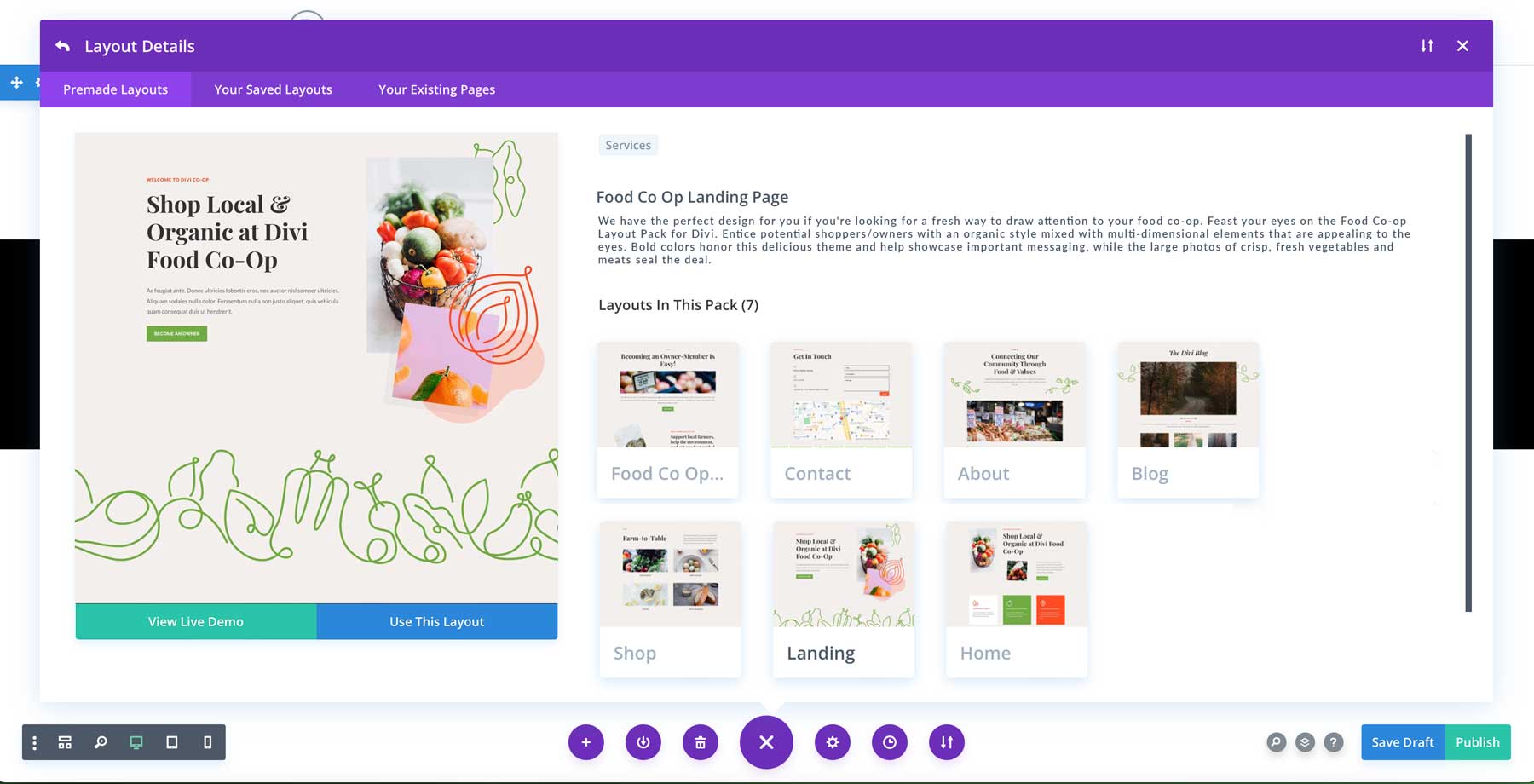 Food Co-op Layout Pack for Divi