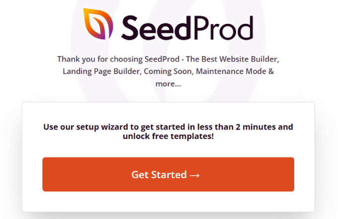 SeedProd setup wizard
